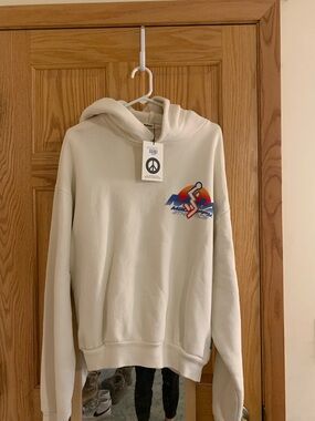 MadHappy Athletics Cream Hoodie with Graphic Chest Logo